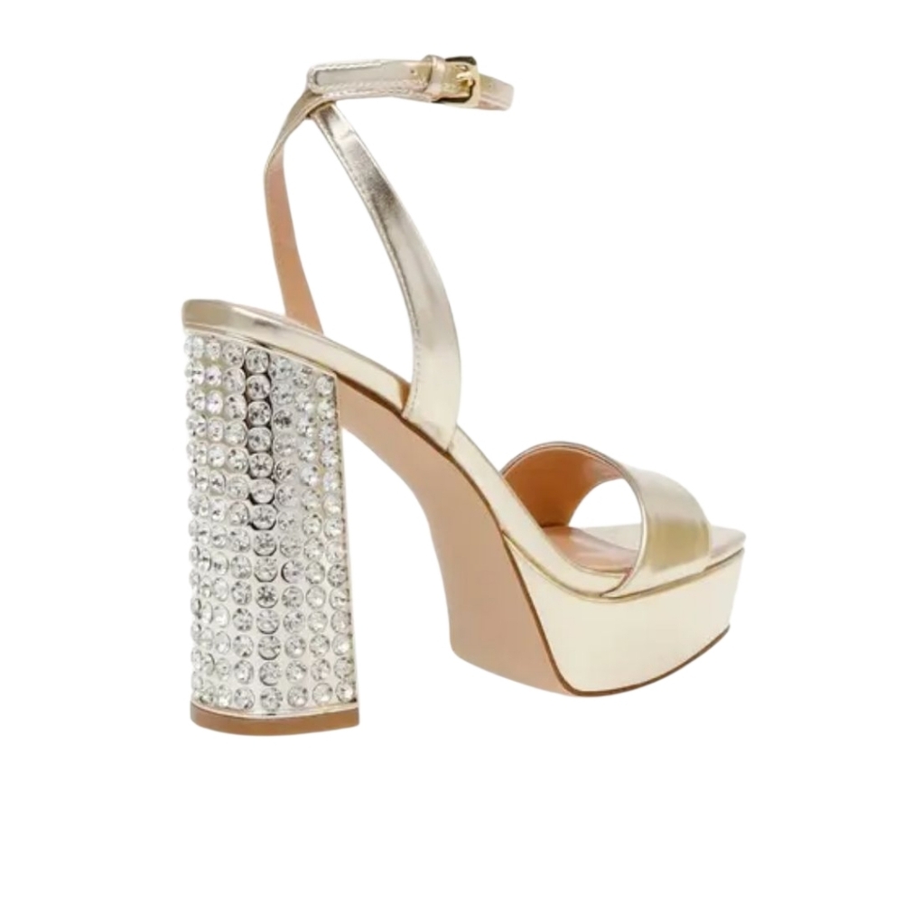 STEVE MADDEN - Lasher Embellished Chunky Heeled Sandals - Picture 3 of 7